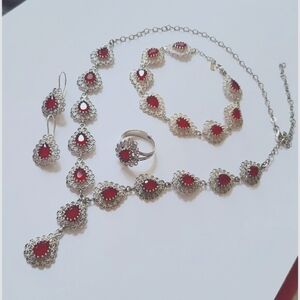 925 Sterling Silver Turkish Filigree Wedding Jewelry Set for Women, HandmadeGift